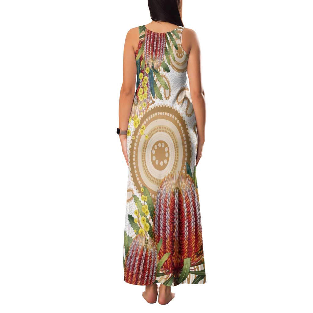 Australia Banksia Tank Maxi Dress Aussie Native Flowers Indigenous Art - Aussie Hoodie