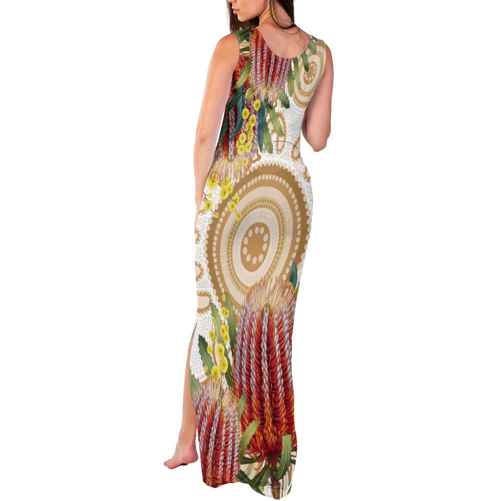 Australia Banksia Tank Maxi Dress Aussie Native Flowers Indigenous Art - Aussie Hoodie