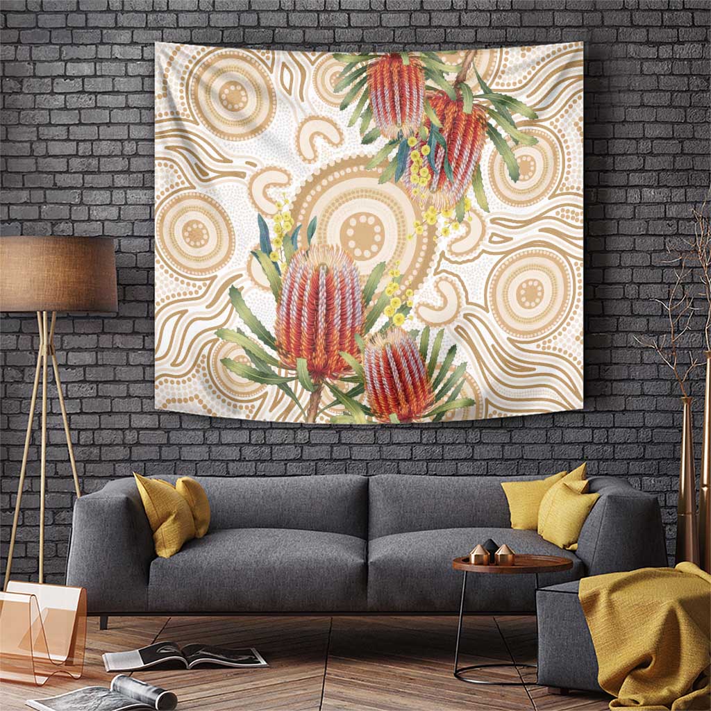 Australia Banksia Tapestry Aussie Native Flowers Indigenous Art - Aussie Hoodie