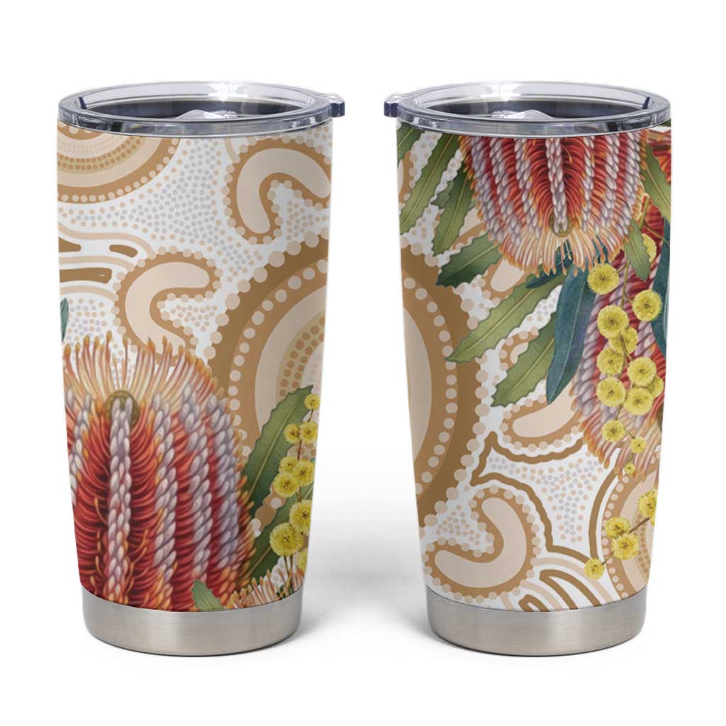 Australia Banksia Tumbler Cup Aussie Native Flowers Indigenous Art - Aussie Hoodie
