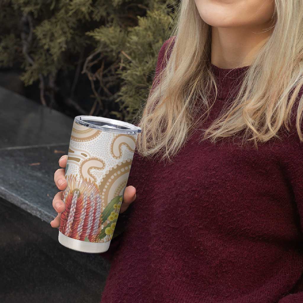 Australia Banksia Tumbler Cup Aussie Native Flowers Indigenous Art - Aussie Hoodie