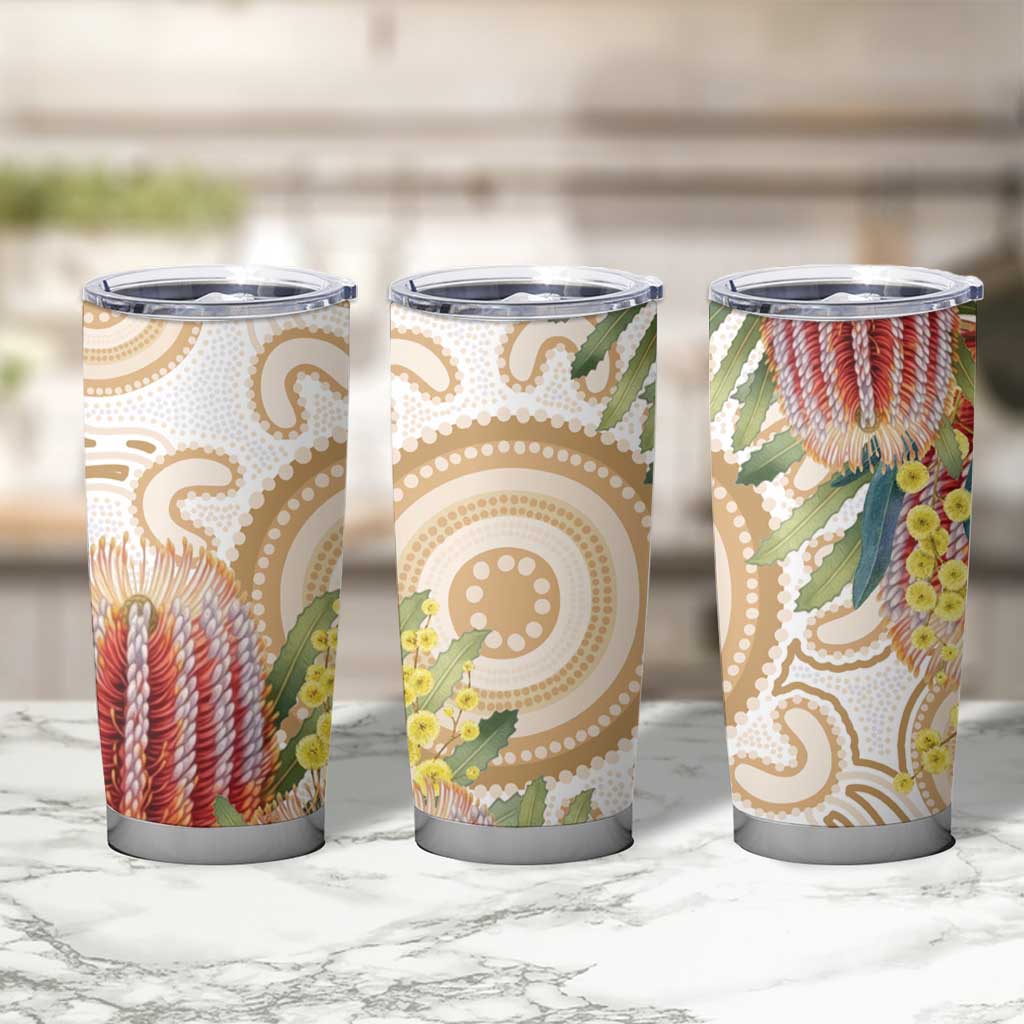 Australia Banksia Tumbler Cup Aussie Native Flowers Indigenous Art - Aussie Hoodie