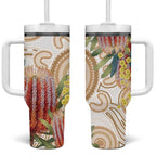 Australia Banksia Tumbler With Handle Aussie Native Flowers Indigenous Art - Aussie Hoodie