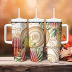 Australia Banksia Tumbler With Handle Aussie Native Flowers Indigenous Art - Aussie Hoodie