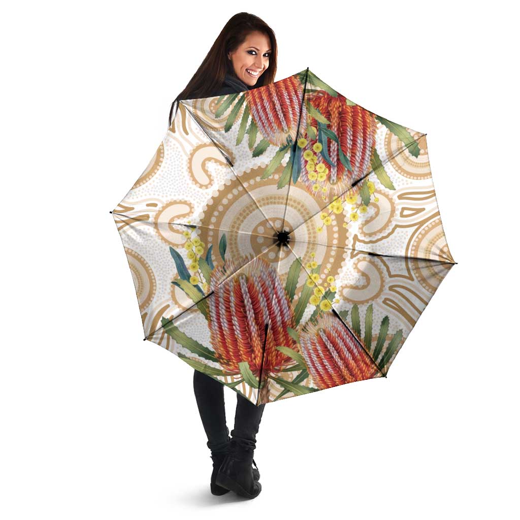 Australia Banksia Umbrella Aussie Native Flowers Indigenous Art - Aussie Hoodie