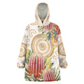 Australia Banksia Wearable Blanket Hoodie Aussie Native Flowers Indigenous Art - Aussie Hoodie