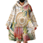 Australia Banksia Wearable Blanket Hoodie Aussie Native Flowers Indigenous Art - Aussie Hoodie
