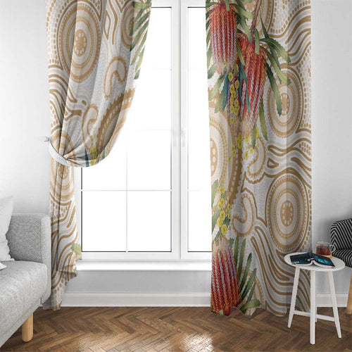 Australia Banksia Window Curtain Aussie Native Flowers Indigenous Art - Aussie Hoodie