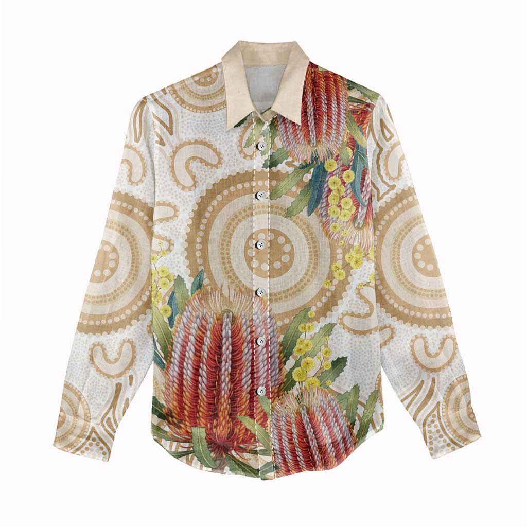 Australia Banksia Women Casual Shirt Aussie Native Flowers Indigenous Art - Aussie Hoodie