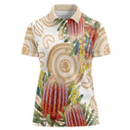 Australia Banksia Women Polo Shirt Aussie Native Flowers Indigenous Art - Aussie Hoodie