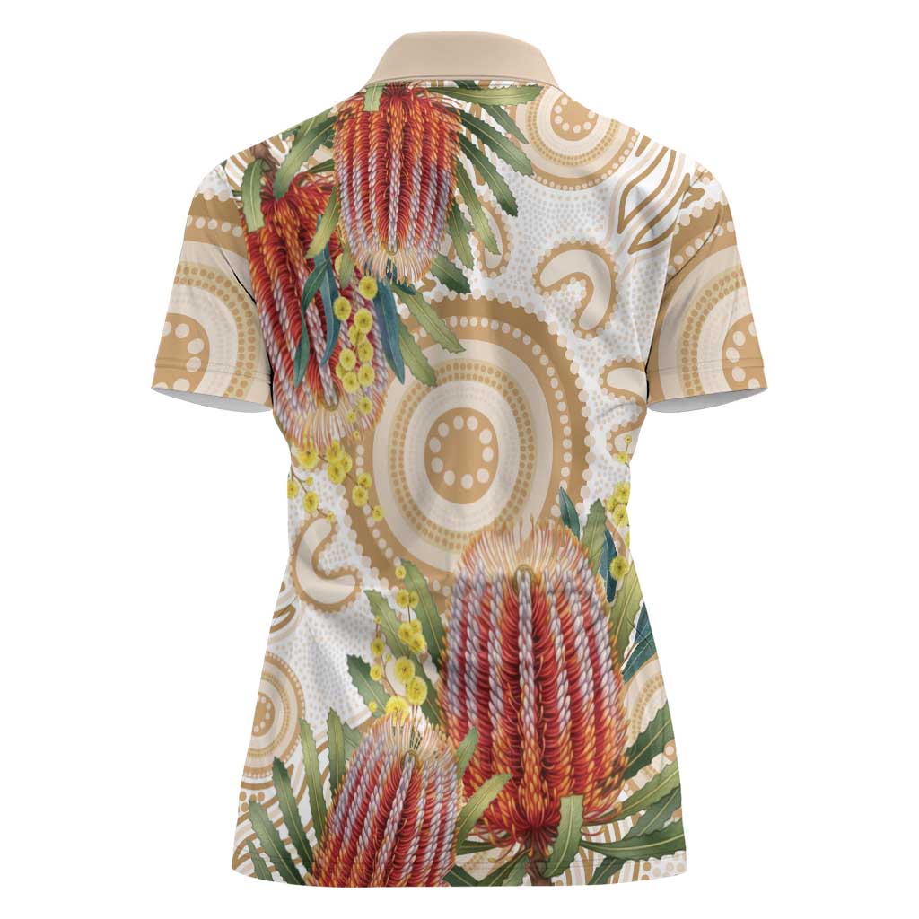 Australia Banksia Women Polo Shirt Aussie Native Flowers Indigenous Art - Aussie Hoodie