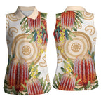 Australia Banksia Women Sleeveless Polo Shirt Aussie Native Flowers Indigenous Art - Aussie Hoodie