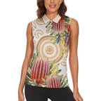 Australia Banksia Women Sleeveless Polo Shirt Aussie Native Flowers Indigenous Art - Aussie Hoodie