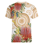 Australia Banksia Women V-Neck T-Shirt Aussie Native Flowers Indigenous Art - Aussie Hoodie