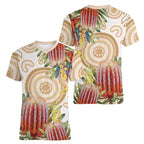 Australia Banksia Women V-Neck T-Shirt Aussie Native Flowers Indigenous Art - Aussie Hoodie