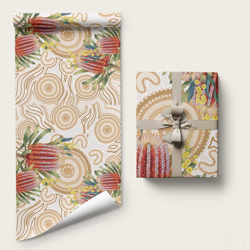 Australia Banksia Wrapping Paper Aussie Native Flowers Indigenous Art - Aussie Hoodie
