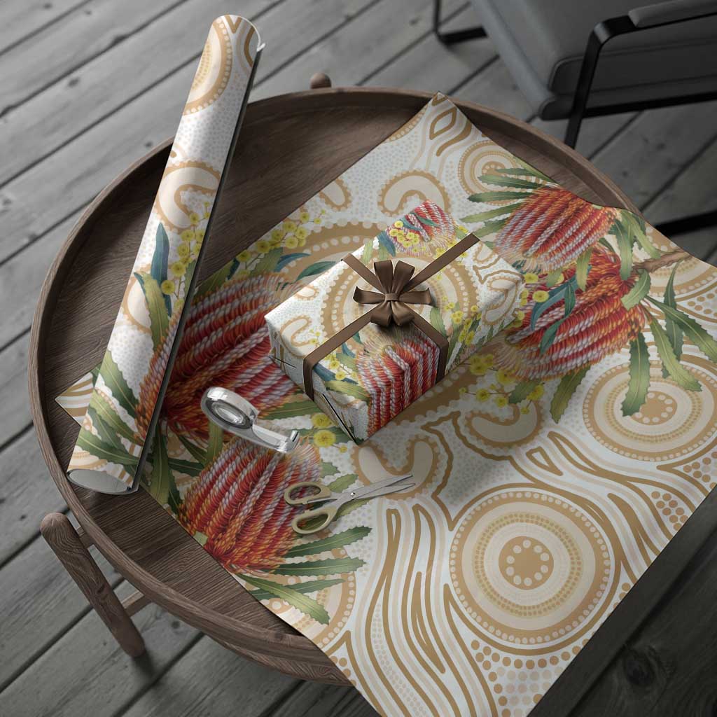 Australia Banksia Wrapping Paper Aussie Native Flowers Indigenous Art - Aussie Hoodie