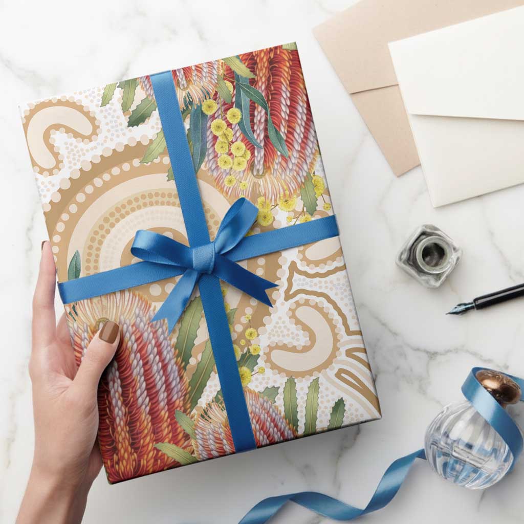 Australia Banksia Wrapping Paper Aussie Native Flowers Indigenous Art - Aussie Hoodie