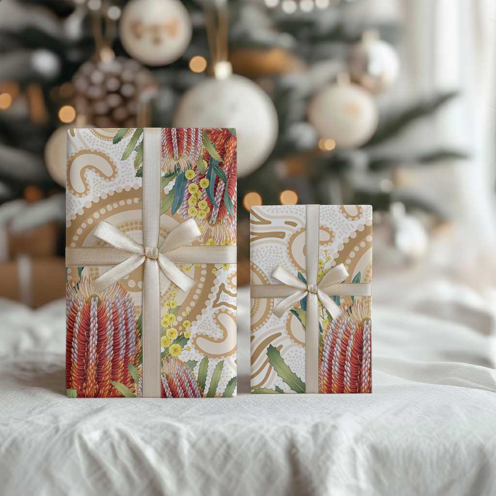 Australia Banksia Wrapping Paper Aussie Native Flowers Indigenous Art - Aussie Hoodie