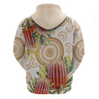 Australia Banksia Zip Hoodie Aussie Native Flowers Indigenous Art - Aussie Hoodie