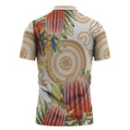 Australia Banksia Zipper Polo Shirt Aussie Native Flowers Indigenous Art - Aussie Hoodie