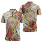 Australia Banksia Zipper Polo Shirt Aussie Native Flowers Indigenous Art - Aussie Hoodie