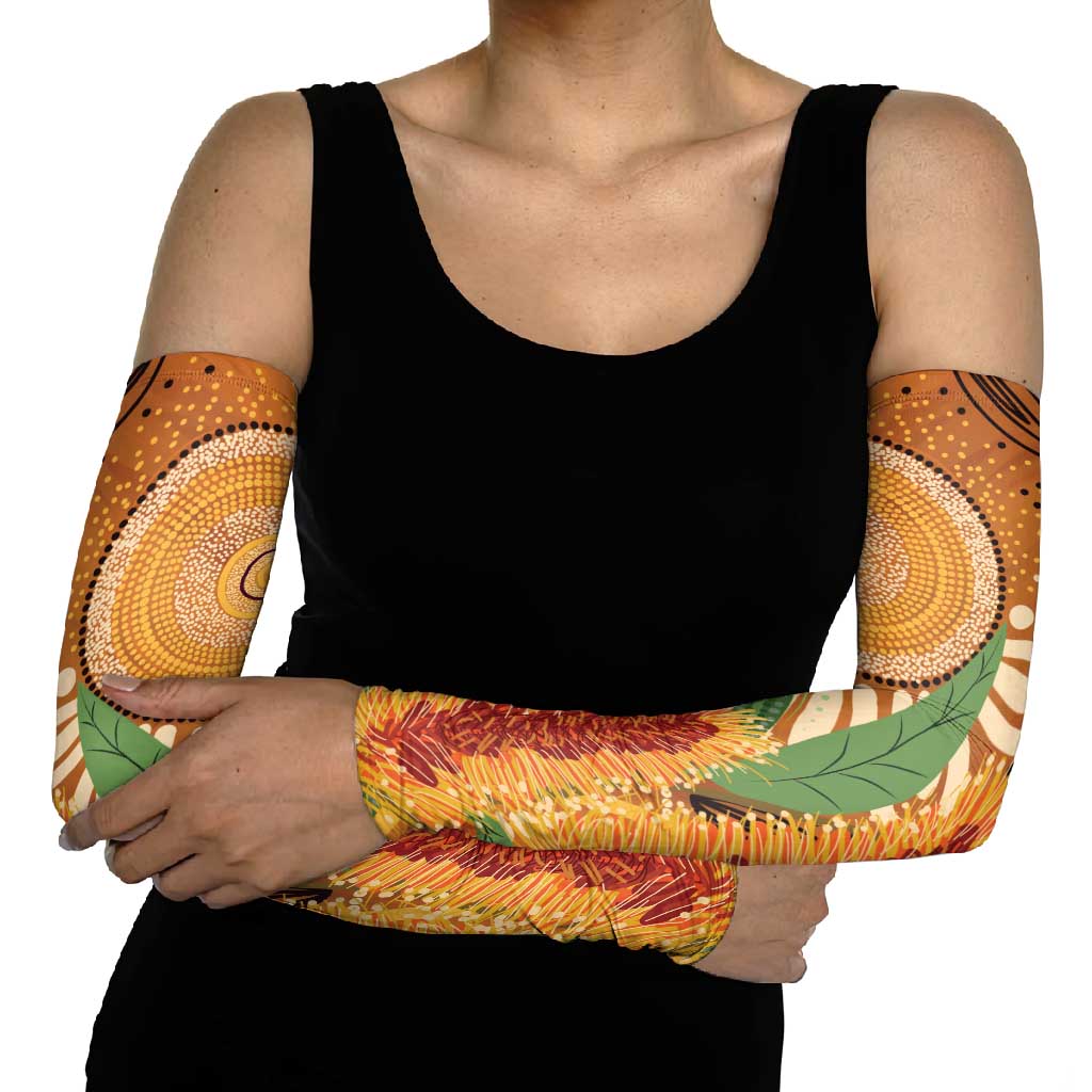 Australia Bottlebrush Arm Sleeves Callistemon Aussie Native Flowers Indigenous Art - Aussie Hoodie