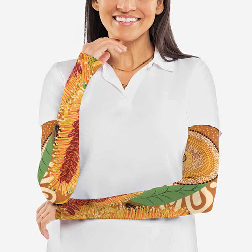 Australia Bottlebrush Arm Sleeves Callistemon Aussie Native Flowers Indigenous Art - Aussie Hoodie