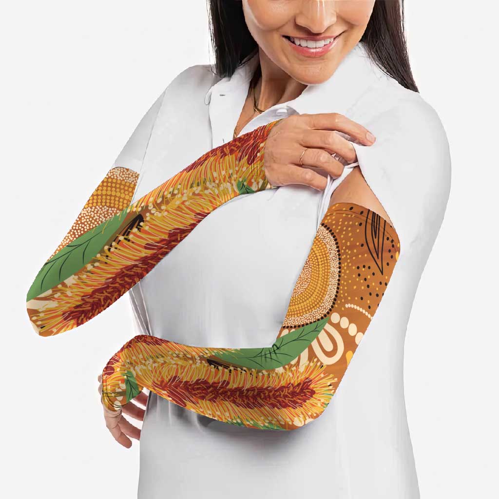 Australia Bottlebrush Arm Sleeves Callistemon Aussie Native Flowers Indigenous Art - Aussie Hoodie