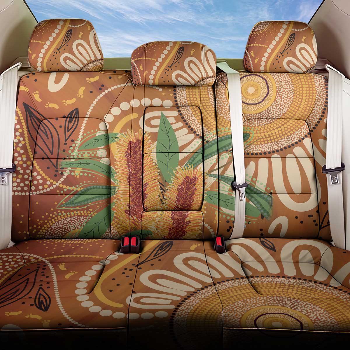 Australia Bottlebrush Back Car Seat Cover Callistemon Aussie Native Flowers Indigenous Art - Aussie Hoodie