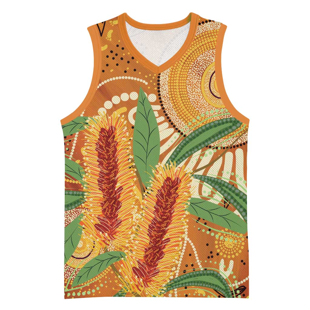 Australia Bottlebrush Basketball Jersey Callistemon Aussie Native Flowers Indigenous Art - Aussie Hoodie