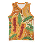 Australia Bottlebrush Basketball Jersey Callistemon Aussie Native Flowers Indigenous Art - Aussie Hoodie