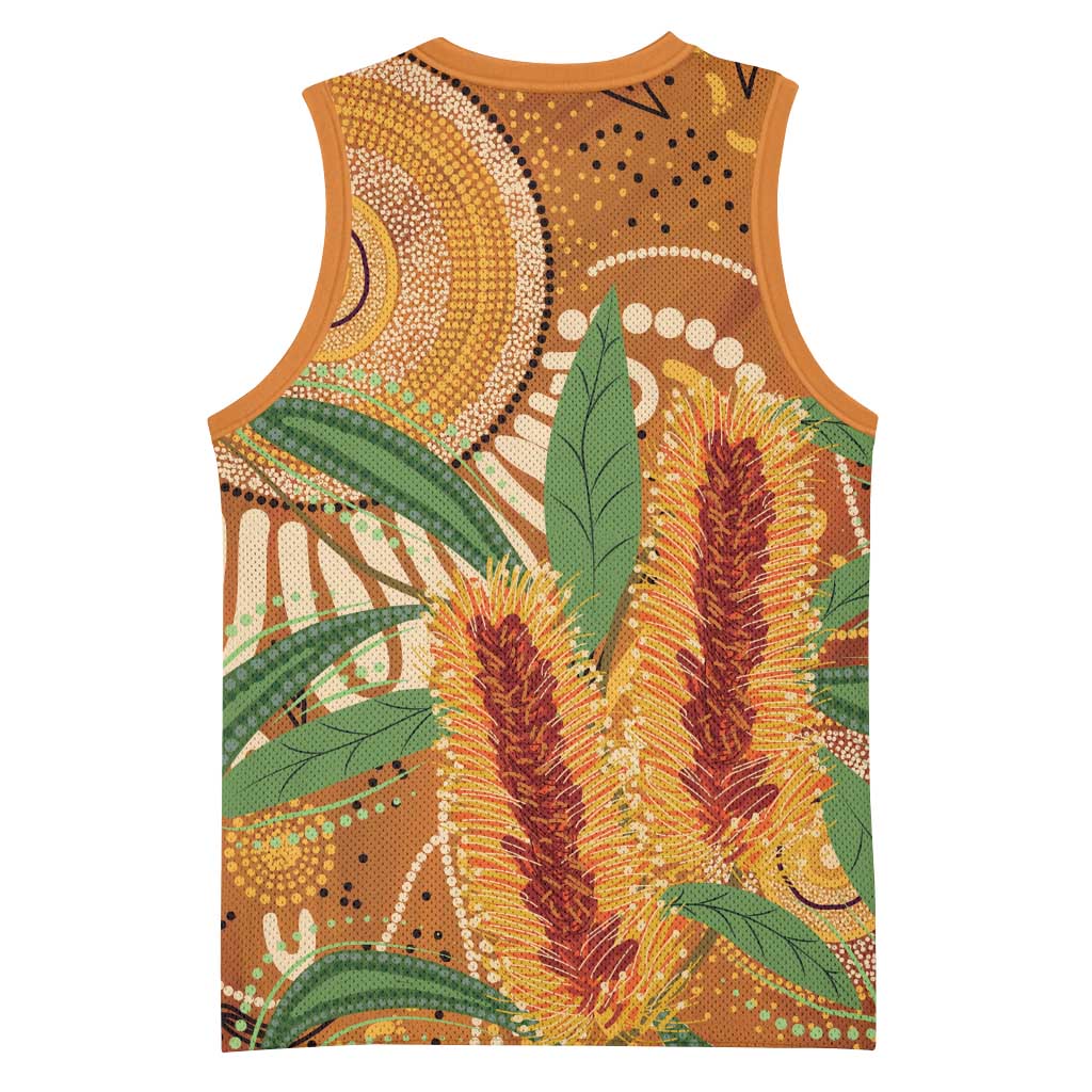 Australia Bottlebrush Basketball Jersey Callistemon Aussie Native Flowers Indigenous Art - Aussie Hoodie