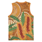 Australia Bottlebrush Basketball Jersey Callistemon Aussie Native Flowers Indigenous Art - Aussie Hoodie