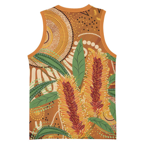 Australia Bottlebrush Basketball Jersey Callistemon Aussie Native Flowers Indigenous Art - Aussie Hoodie