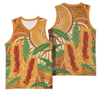Australia Bottlebrush Basketball Jersey Callistemon Aussie Native Flowers Indigenous Art - Aussie Hoodie