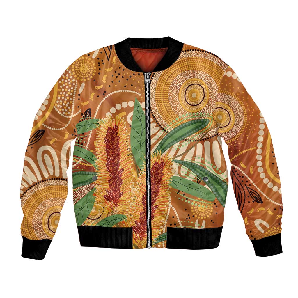 Australia Bottlebrush Bomber Jacket Callistemon Aussie Native Flowers Indigenous Art - Aussie Hoodie