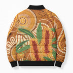 Australia Bottlebrush Bomber Puffer Jacket Callistemon Aussie Native Flowers Indigenous Art - Aussie Hoodie