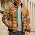 Australia Bottlebrush Bomber Puffer Jacket Callistemon Aussie Native Flowers Indigenous Art - Aussie Hoodie