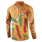 Australia Bottlebrush Button Sweatshirt Callistemon Aussie Native Flowers Indigenous Art - Aussie Hoodie