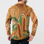 Australia Bottlebrush Button Sweatshirt Callistemon Aussie Native Flowers Indigenous Art - Aussie Hoodie