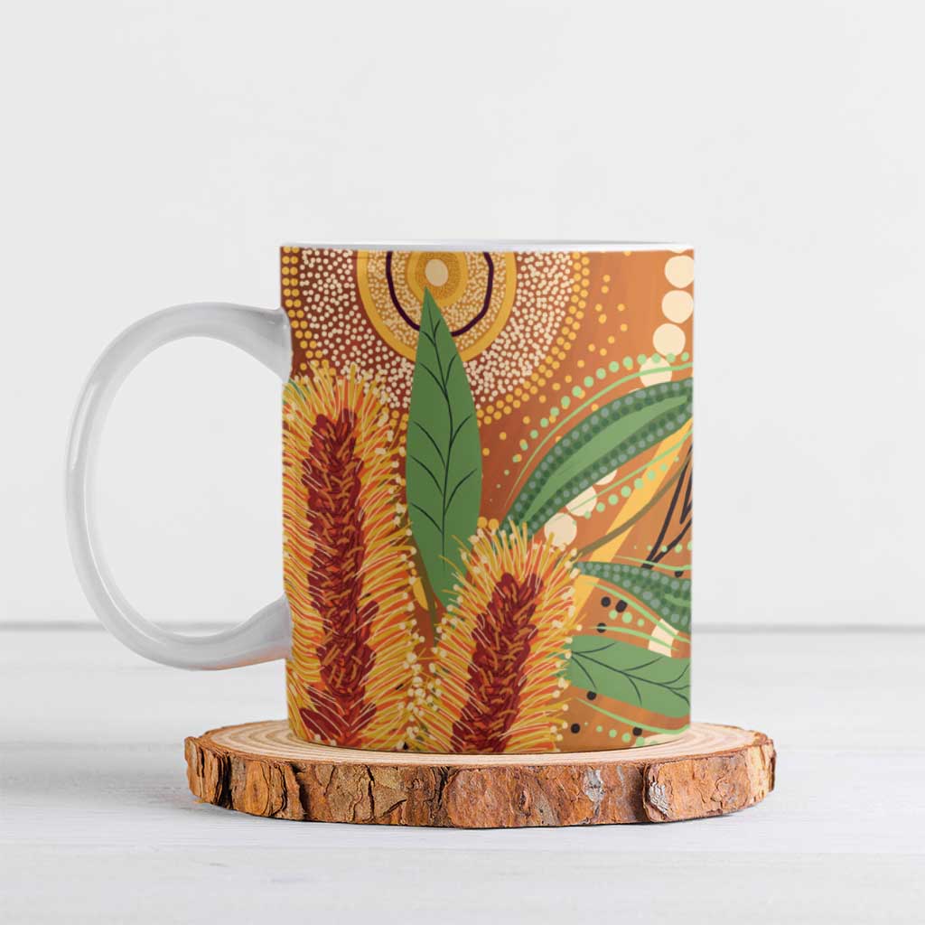 Australia Bottlebrush Ceramic Mug Callistemon Aussie Native Flowers Indigenous Art - Aussie Hoodie