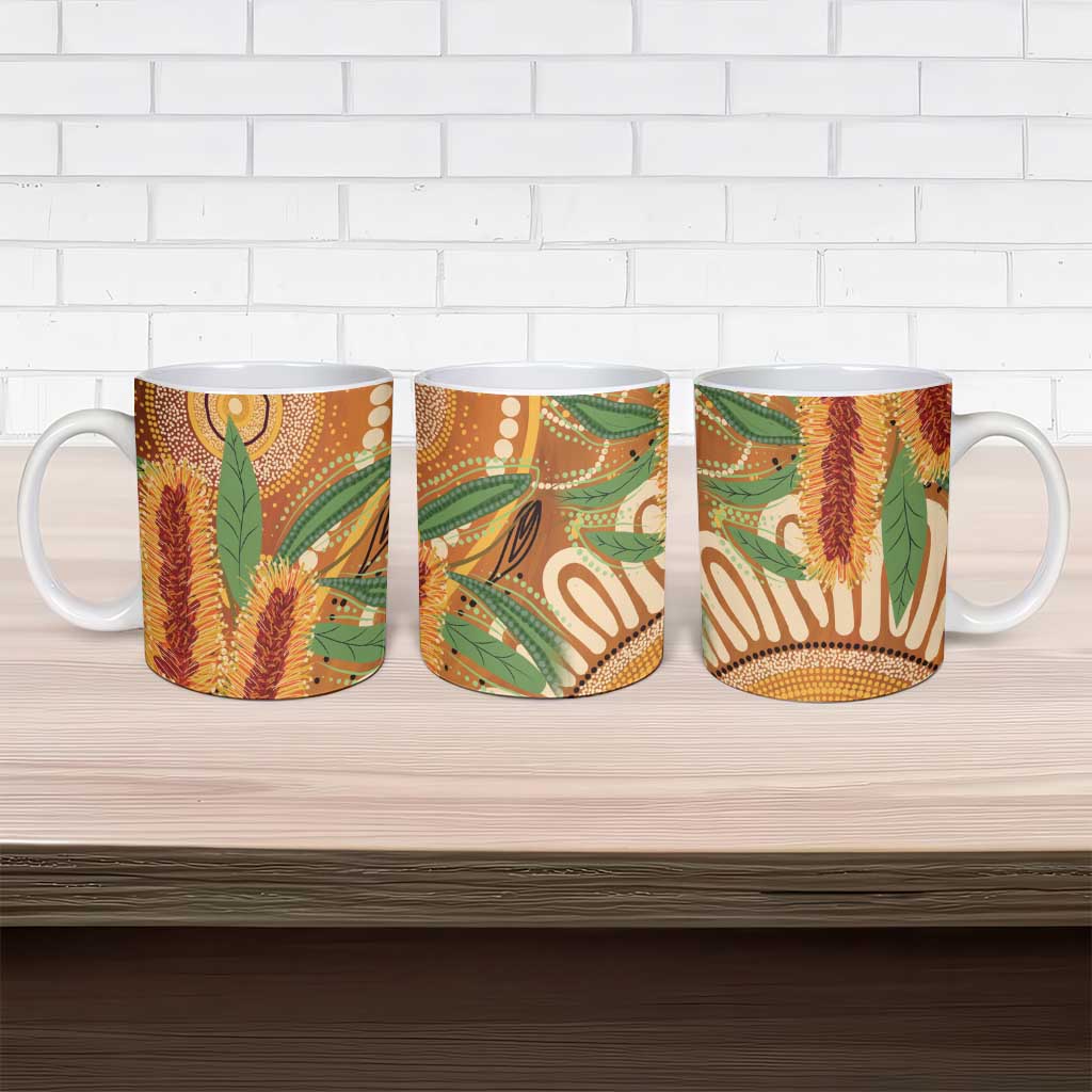 Australia Bottlebrush Ceramic Mug Callistemon Aussie Native Flowers Indigenous Art - Aussie Hoodie
