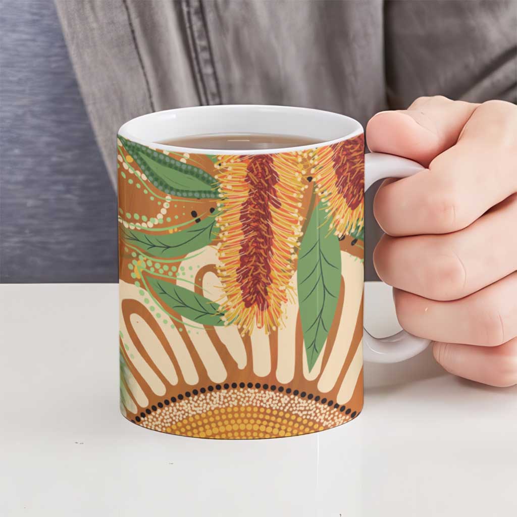 Australia Bottlebrush Ceramic Mug Callistemon Aussie Native Flowers Indigenous Art - Aussie Hoodie