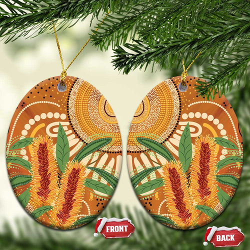 Australia Bottlebrush Ceramic Ornament Callistemon Aussie Native Flowers Indigenous Art - Aussie Hoodie