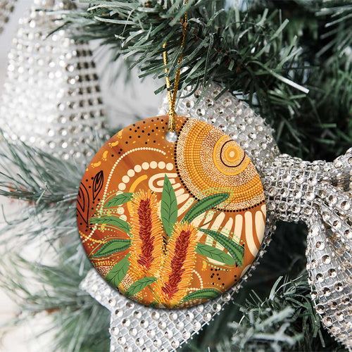 Australia Bottlebrush Ceramic Ornament Callistemon Aussie Native Flowers Indigenous Art - Aussie Hoodie
