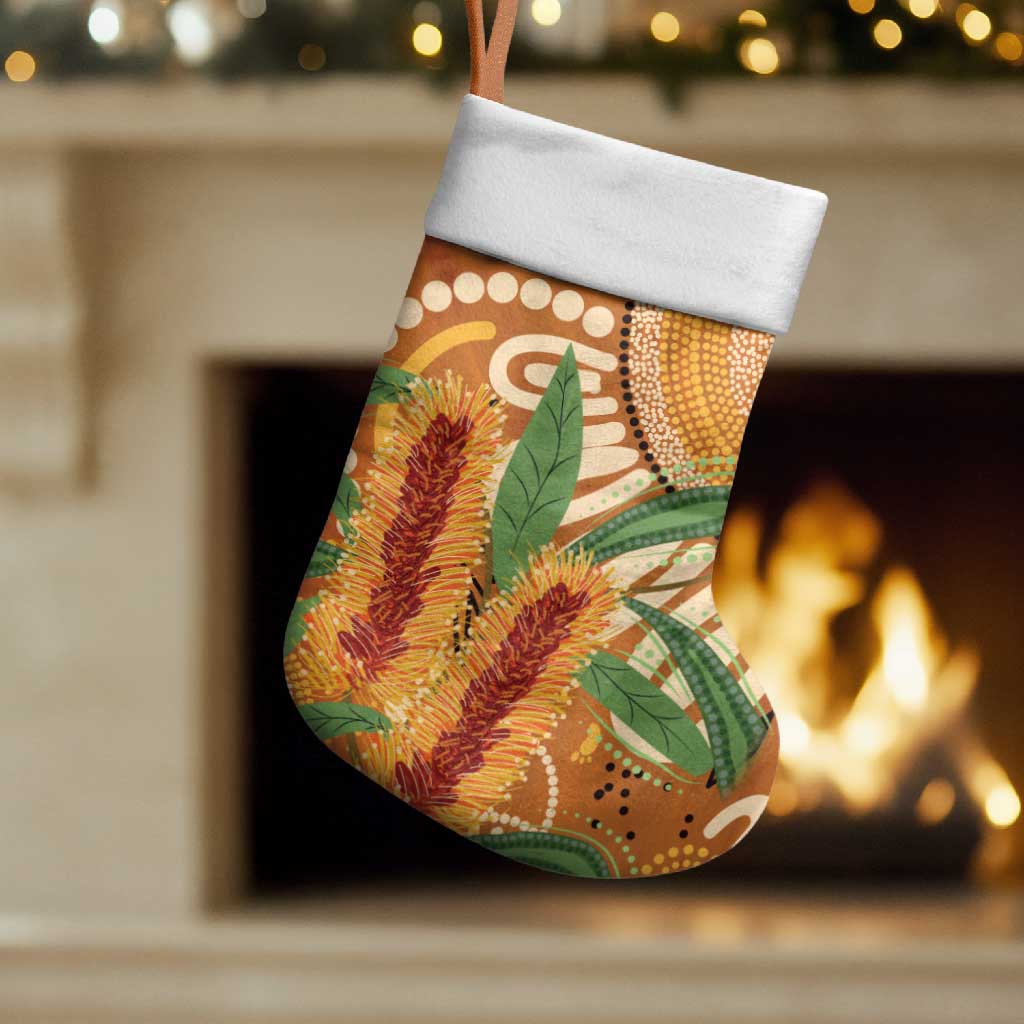Australia Bottlebrush Christmas Stocking Callistemon Aussie Native Flowers Indigenous Art - Aussie Hoodie
