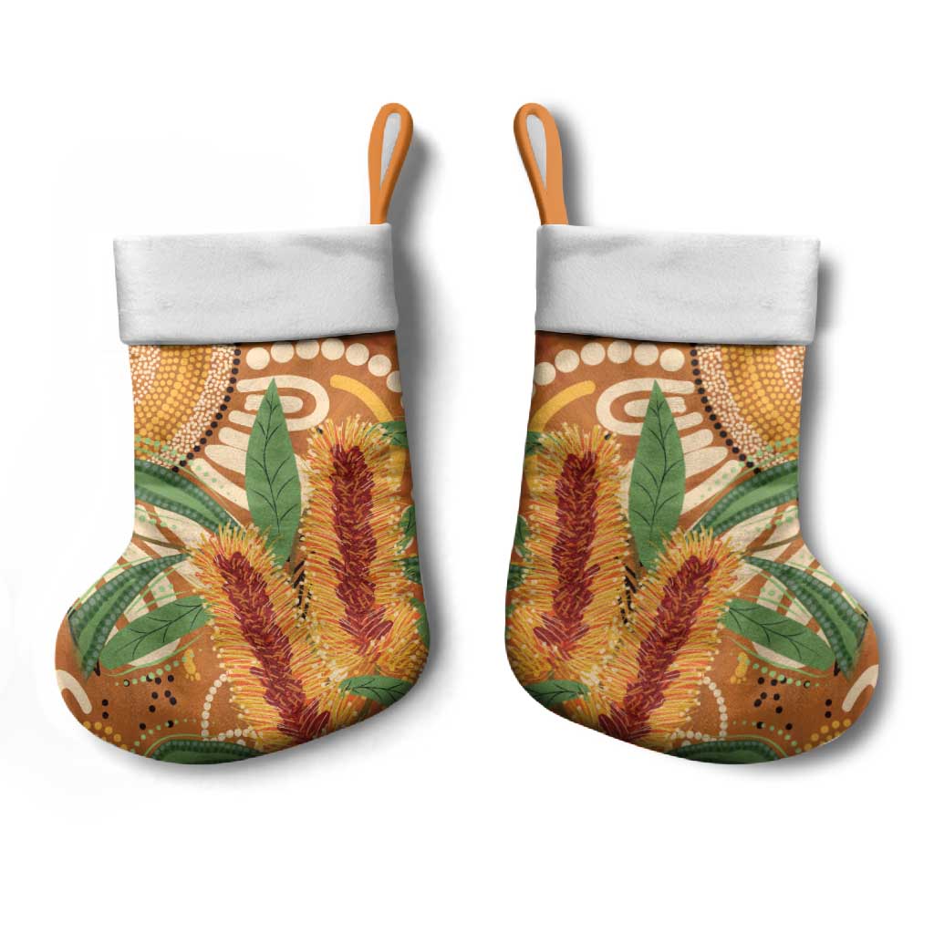 Australia Bottlebrush Christmas Stocking Callistemon Aussie Native Flowers Indigenous Art - Aussie Hoodie