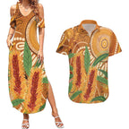 Australia Bottlebrush Couples Matching Summer Maxi Dress and Hawaiian Shirt Callistemon Aussie Native Flowers Indigenous Art - Aussie Hoodie