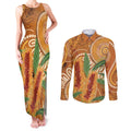 Australia Bottlebrush Couples Matching Tank Maxi Dress and Long Sleeve Button Shirt Callistemon Aussie Native Flowers Indigenous Art - Aussie Hoodie